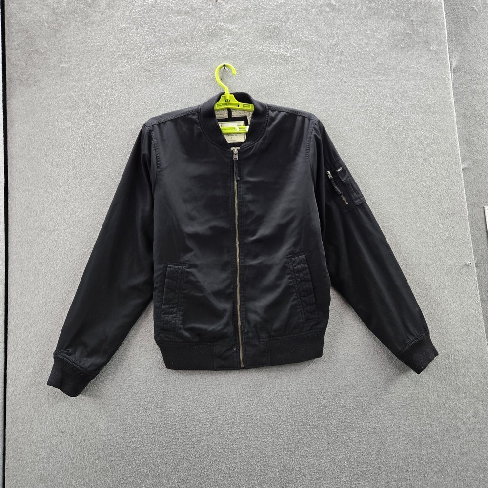 Abercrombie & Fitch Men Jacket L Black Fleece Activewear Bomber Zipper READ